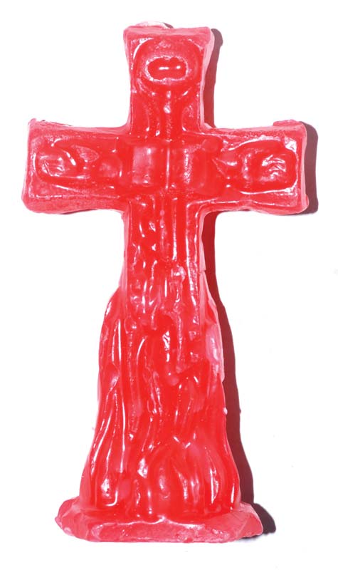 4 1/2" Crucifix Red candle - Click Image to Close