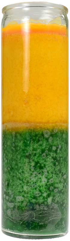 2 Color Gold/Green 7 Day Jar Candle - Click Image to Close