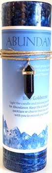 Abundance pillar candle with Blue Sandstone pendant - Click Image to Close