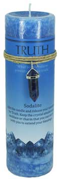 Truth pillar candle with Sodalite pendant