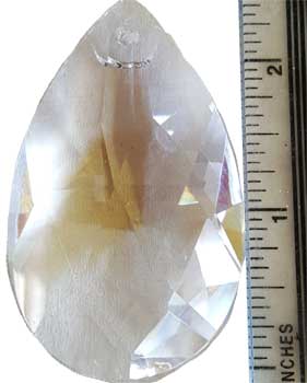 2.5" Clear faceted teardrop